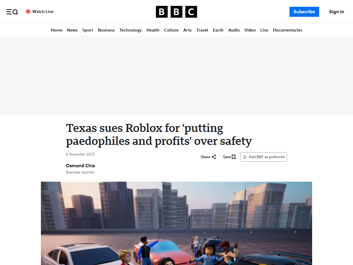 Texas sues Roblox, alleging it put 'paedophiles and profits' over safety