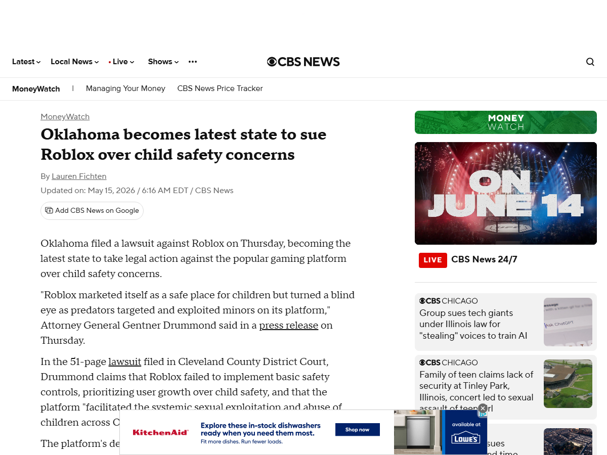 Oklahoma becomes latest state to sue Roblox over child safety concerns